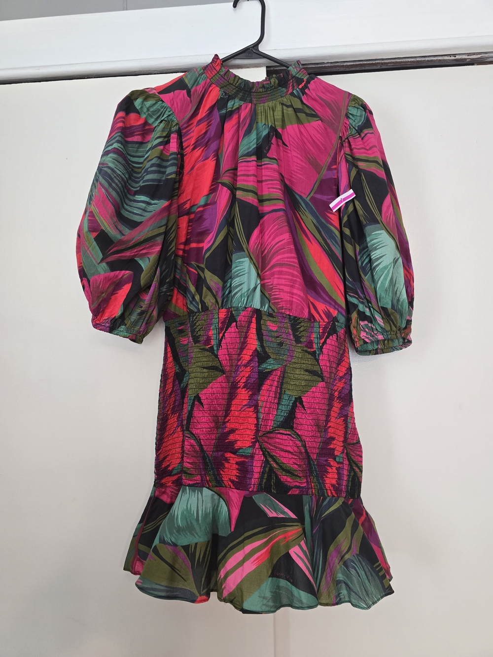 Farm Rio Vibrant Tropical Print Puff Sleeve Mini Dress - Picture 5 of 6